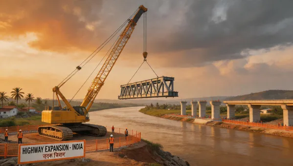 Kobelco crane at Indian bridge project