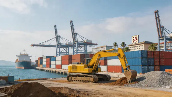Kobelco excavator at Vietnamese port