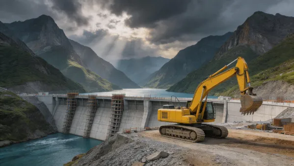 Kobelco excavator at Colombian dam project